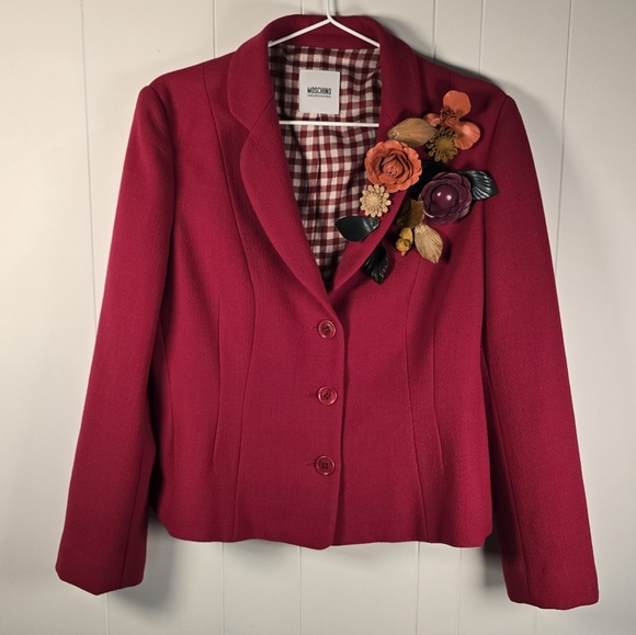 Moschino Cheap & Chic Red Wool Blazer 90's - Picture 3 of 12